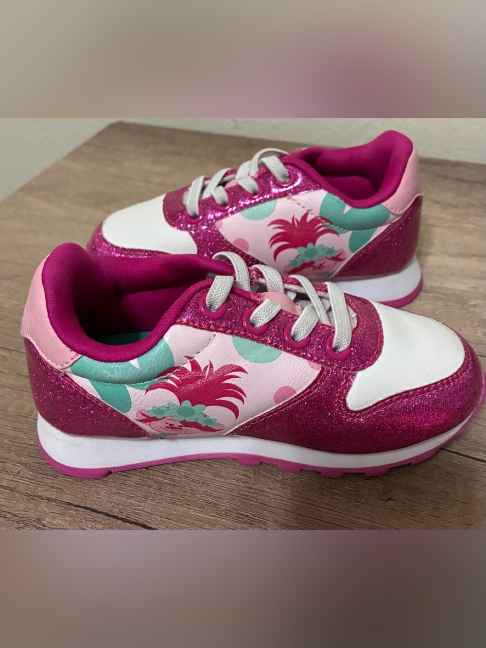 Girls Pink Glitter Trolls Trainer Sneakers
